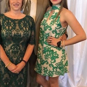 Green and White Halter Dress